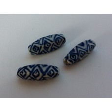 Delfts blauwe kraal staafje 20 x 6 mm