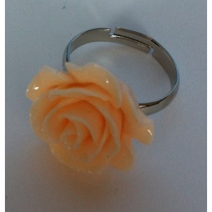 Ring verstelbaar met roos zalmkleur